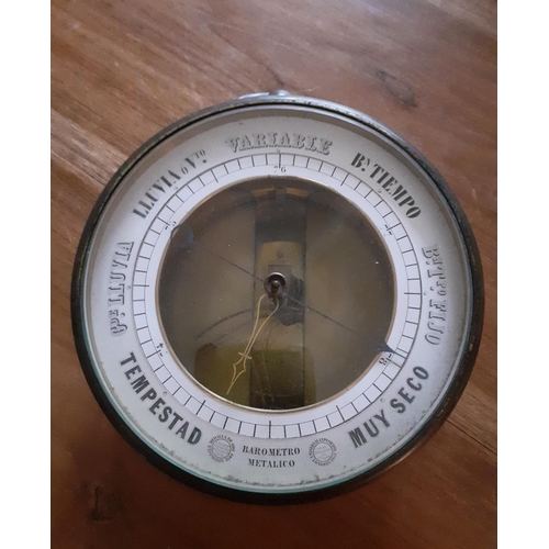 28 - Italian Ships Metal Barometer  - 13cm Diameter