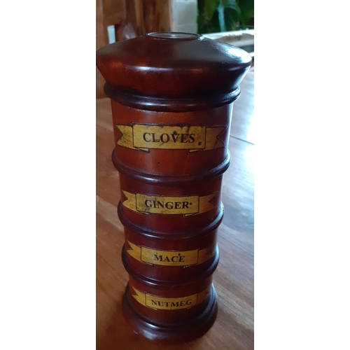 30 - Wooden Herb Container Stack. Four wooden containers that screw together. Measures 19cm tall approx.