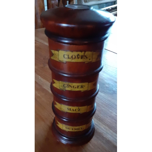 30 - Wooden Herb Container Stack. Four wooden containers that screw together. Measures 19cm tall approx.
