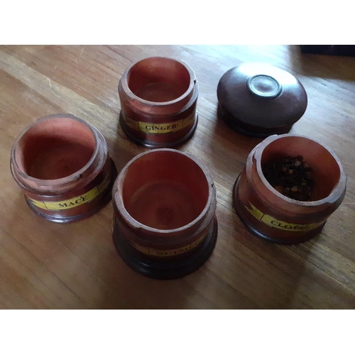 30 - Wooden Herb Container Stack. Four wooden containers that screw together. Measures 19cm tall approx.