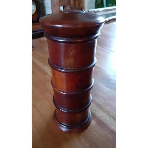30 - Wooden Herb Container Stack. Four wooden containers that screw together. Measures 19cm tall approx.
