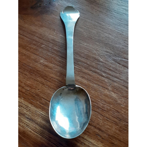 34 - 1699 Dated Trefid Spoon  stamped IS- Measures 15cm in Length