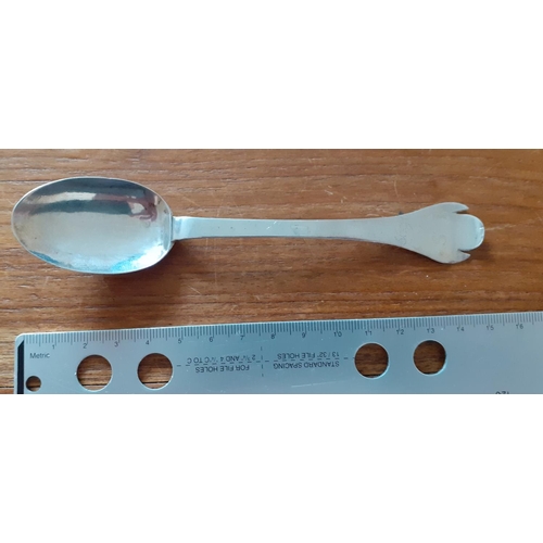 34 - 1699 Dated Trefid Spoon  stamped IS- Measures 15cm in Length