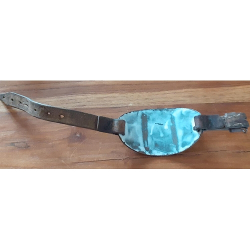 35 - London Porter Fish Market Metal Enamelled Armband. Numbered 691. Original Leather Strap