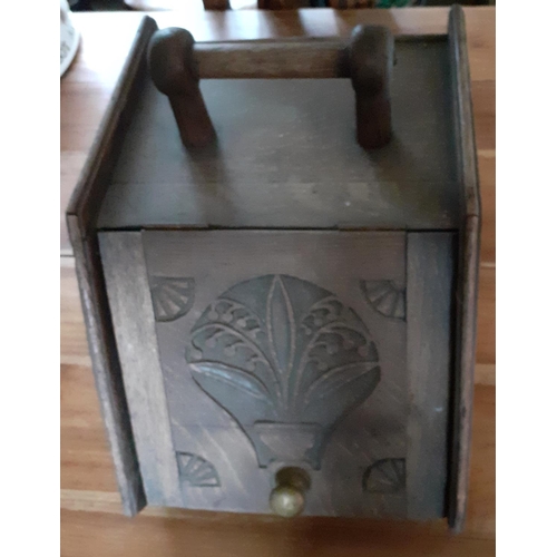 36 - Vintage Wooden Coal Scuttle. Measures 30cm width x 36cm high approx