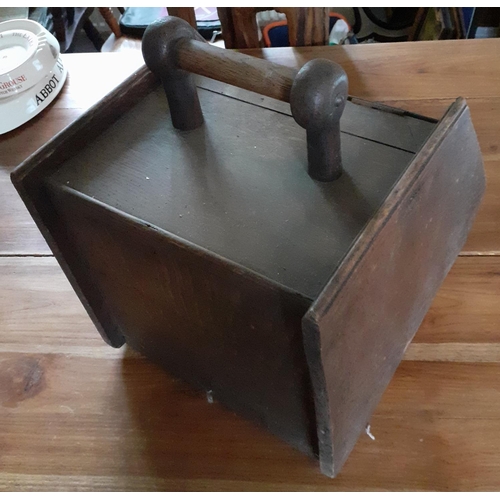36 - Vintage Wooden Coal Scuttle. Measures 30cm width x 36cm high approx