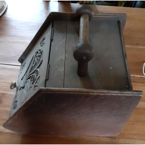 36 - Vintage Wooden Coal Scuttle. Measures 30cm width x 36cm high approx