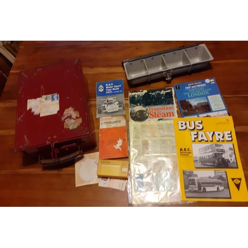 42 - Bus and Railway Memorabilia with Metal Cases for Paperwork / Cash.