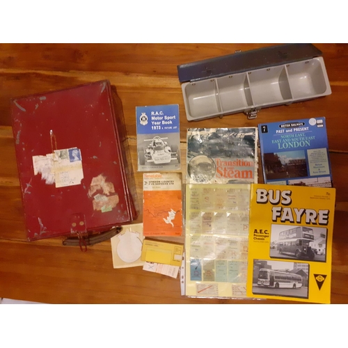 42 - Bus and Railway Memorabilia with Metal Cases for Paperwork / Cash.