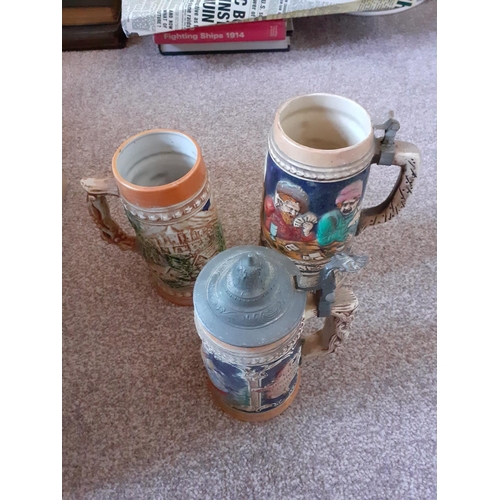 48 - 3 German Beer Steins ( One Musical)