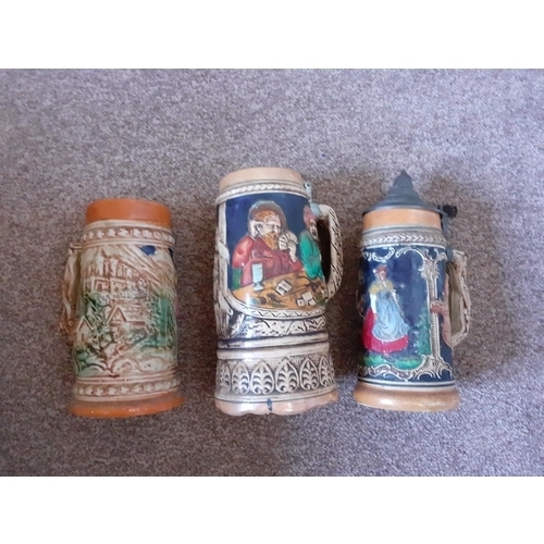 48 - 3 German Beer Steins ( One Musical)