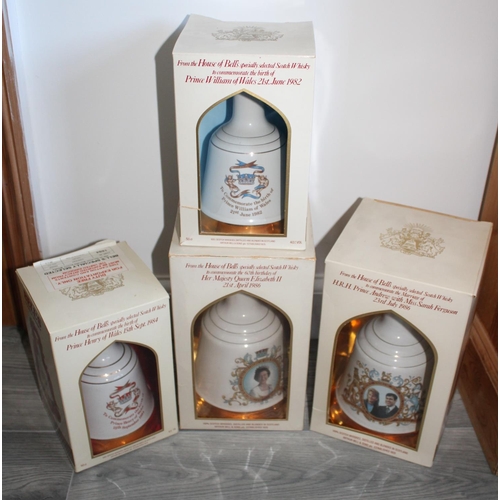 5 - Four Bells Scotch Whisky Royalty Bells - 3 are sealed and contain the Whisky inside. One showing sig... 