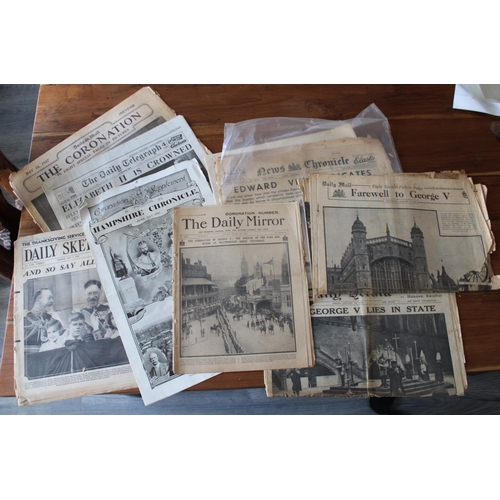 56 - Original Newspapers dating from 1910 to 1953. All regarding Royalty Death / Funerals, Abidication an... 