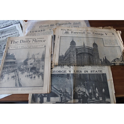 56 - Original Newspapers dating from 1910 to 1953. All regarding Royalty Death / Funerals, Abidication an... 