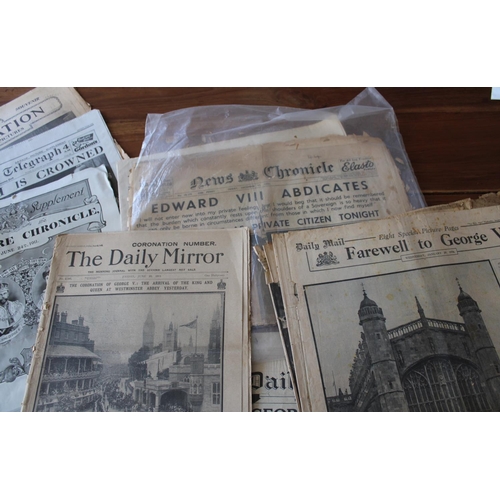 56 - Original Newspapers dating from 1910 to 1953. All regarding Royalty Death / Funerals, Abidication an... 