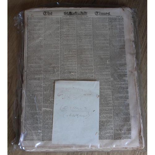 58 - The Times Newspaper Collection of Approx 60 issues dated between September and November 1839