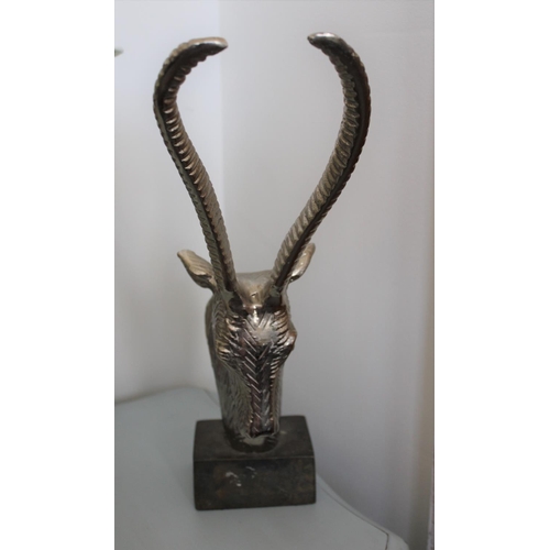 42 - Mounted Cast White Metal Goat / Ram's Head  Ornament