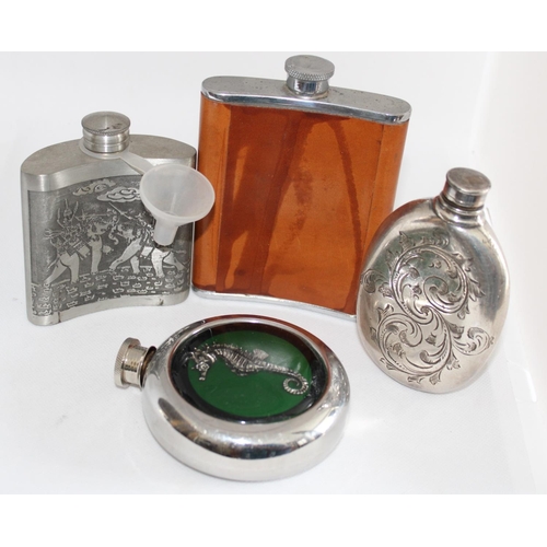 44 - Four Different Gents Hip Flasks