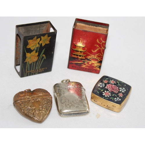 45 - Five Vintage Trinket Box / MatchBox Covers