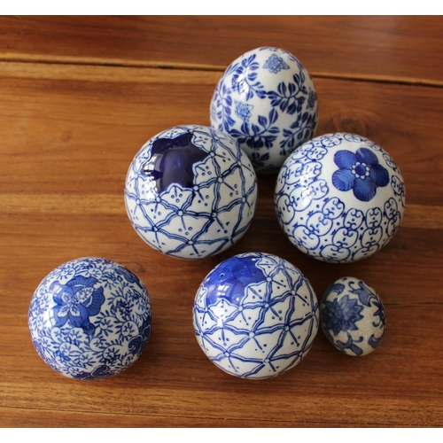 12015 - Six Decorative Ceramic Balls / Egg Shaped