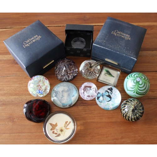 12016 - Large Collection of Glass Paperweights. Two Caithness in original boxes included.