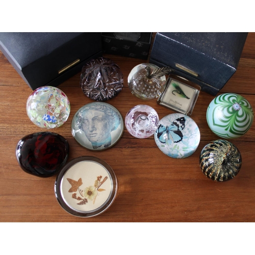 12016 - Large Collection of Glass Paperweights. Two Caithness in original boxes included.