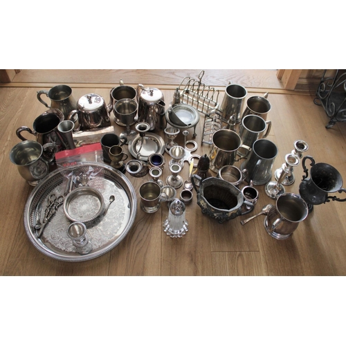 12024 - Large Collection of Various Silver Plated / Pewter / Steel Items