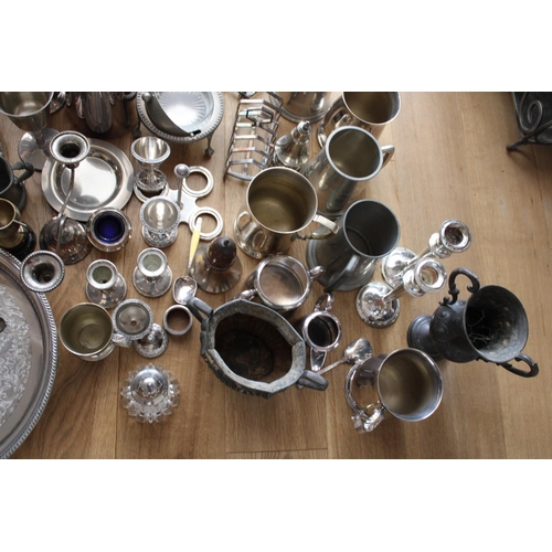 12024 - Large Collection of Various Silver Plated / Pewter / Steel Items