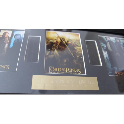 8 - Lord of The Rings - Return of the King Trio Film Clips in Frame.  Authentication Certificate on Reve... 