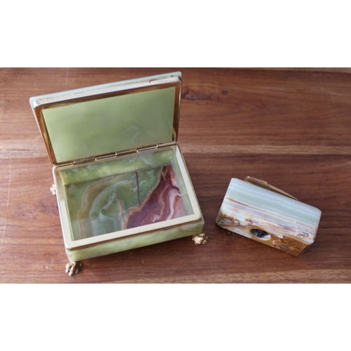 37 - Jade Cigarette Lighter and Box on Legs

Box measures 13cm x 9cm
Lighter measures 9.5cm x 4.5cm