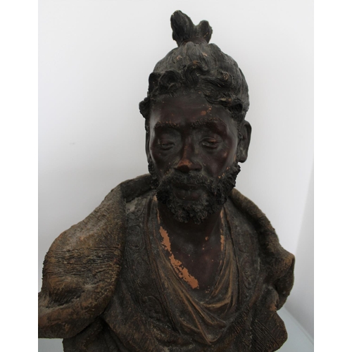 1 - Terracotta Rastafarian Sculpture. Stands 45cm  Tall x 30cm Wide. Some nice age to this however unsur... 