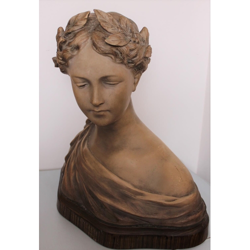 2 - Clay Bust Sculpture - Belgian Sculpture ( Markings on reverse). Measures 35cm x 35cm approx