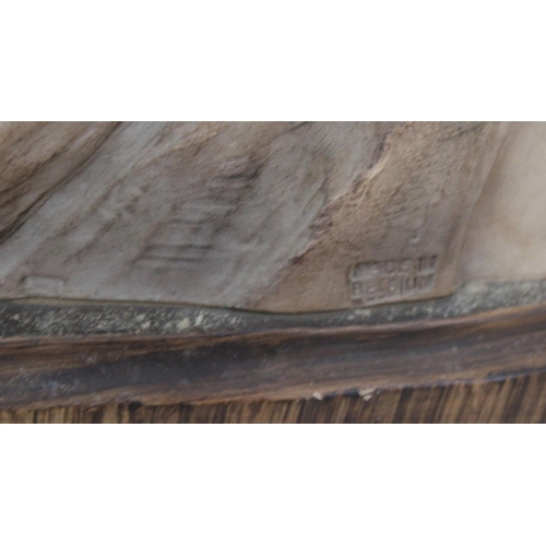 2 - Clay Bust Sculpture - Belgian Sculpture ( Markings on reverse). Measures 35cm x 35cm approx