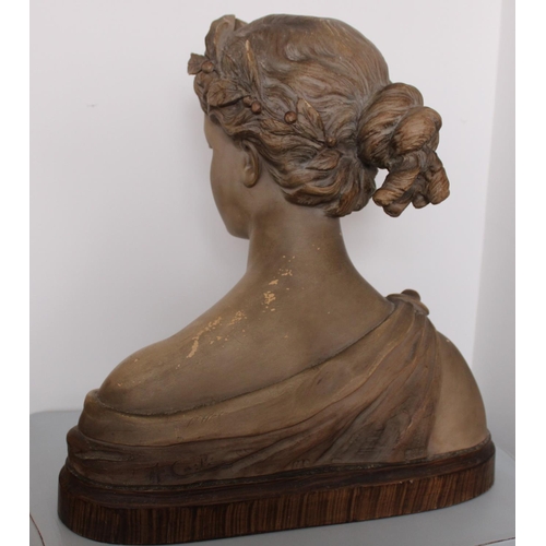 2 - Clay Bust Sculpture - Belgian Sculpture ( Markings on reverse). Measures 35cm x 35cm approx