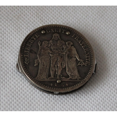 42 - 1849 French 5 Francs Coin - Turned Penknife Tool with Scissors and File