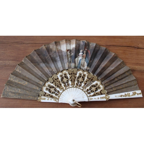 47 - French 18th Century Hand Painted Fan. Excellent Condition for age. Small amount of repair work neede... 