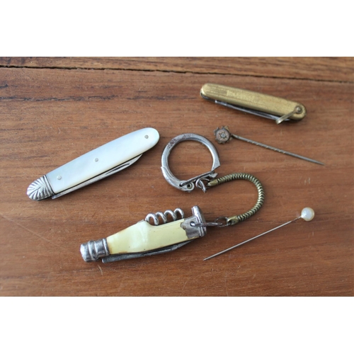 55 - Job Lot of Mixed Collectable Items. Includes Cufflinks, Penknives, Whistle on chain etc