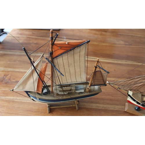57 - Two Colllectable Wooden Boats on Plinths