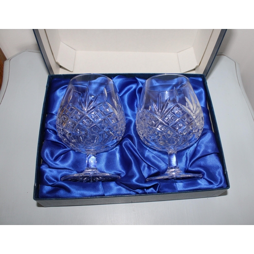 3 - Two Hand Cut Edinburgh International Italian Crystal Glasses In Box.