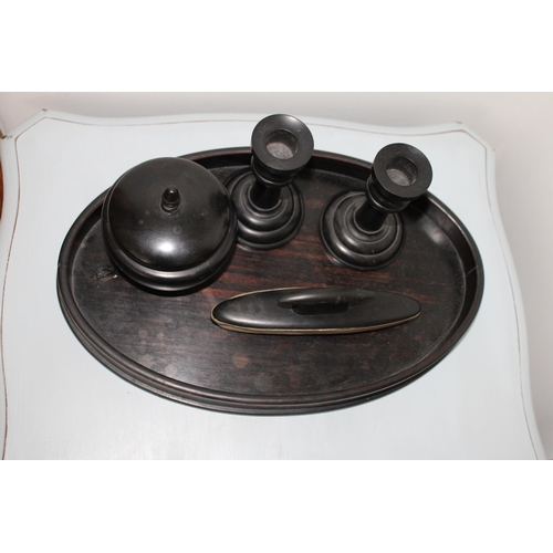 19 - Ebony Made In England Dresser Set