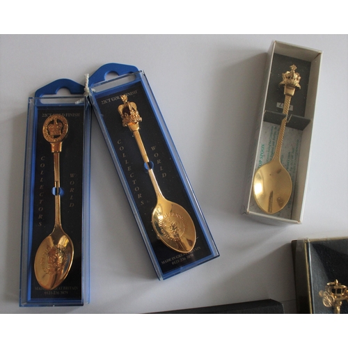 28 - Collection Of Gold Plated Collectable Spoons In Cases.
