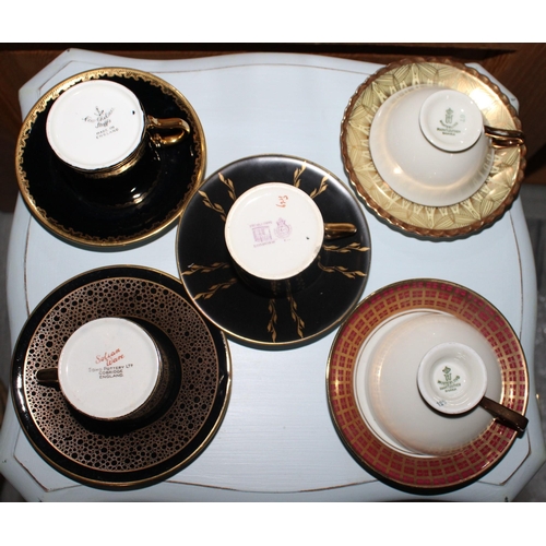 38 - Five Mini Collectable Cups And Saucers Various Designs,Makers & Marks.