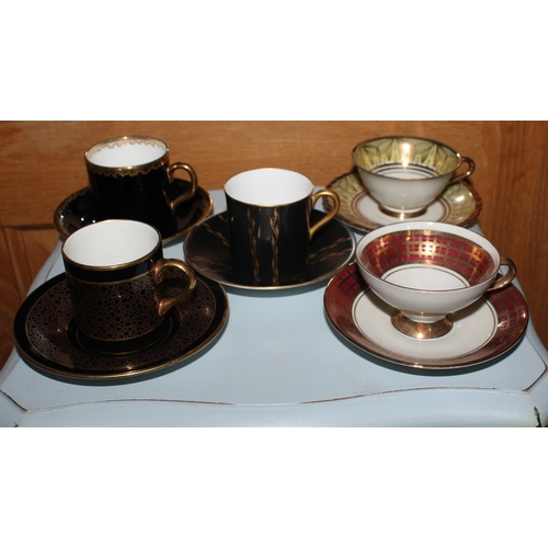 38 - Five Mini Collectable Cups And Saucers Various Designs,Makers & Marks.