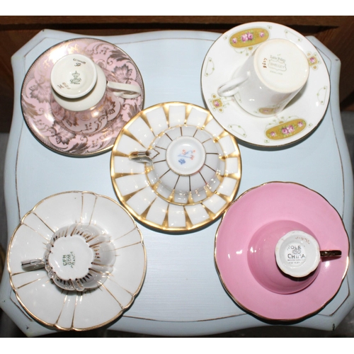 40 - Five Mini Collectable Cups And Saucers. Various Designs,Makers & Marks.