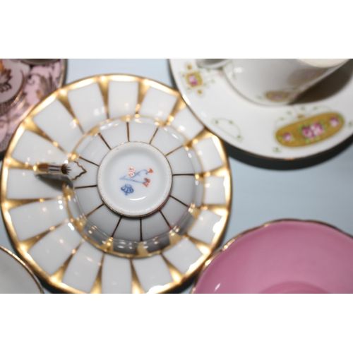 40 - Five Mini Collectable Cups And Saucers. Various Designs,Makers & Marks.