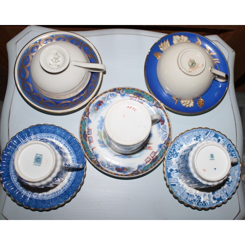 41 - Five Mini Collectable Cups And Saucers .Various Designs/Makers & Marks