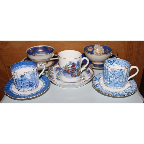 41 - Five Mini Collectable Cups And Saucers .Various Designs/Makers & Marks