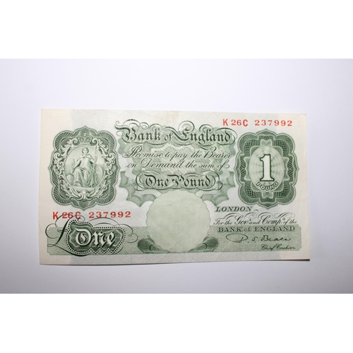 114 - 1 Pound Note Cashier Beale K26C