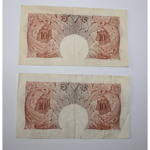 115 - 2 x 10 Shillings Notes Cashier  O'Brien (2)