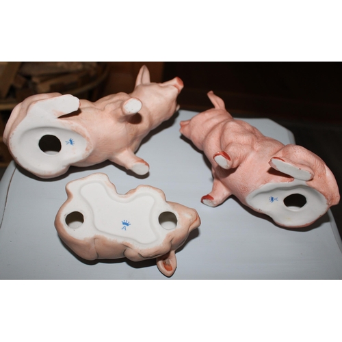 3 - Three Aynsley China Pigs. Biggest Length-17cm, Second- 16cm, Smallest-9.5cm